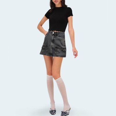 Vintage high waist women's denim cargo shorts
