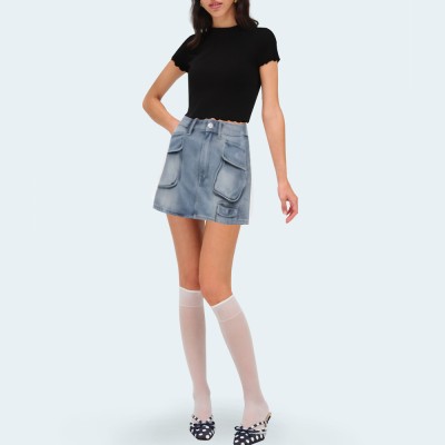 Washed casual women's workwear denim shorts