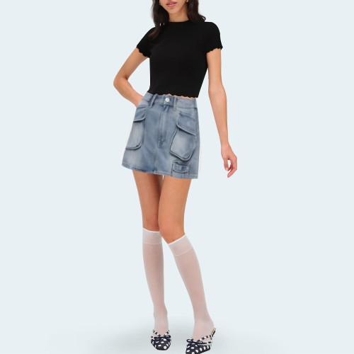 Washed casual women's workwear denim shorts
