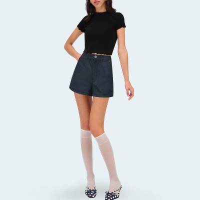 Casual dark blue women's denim shorts