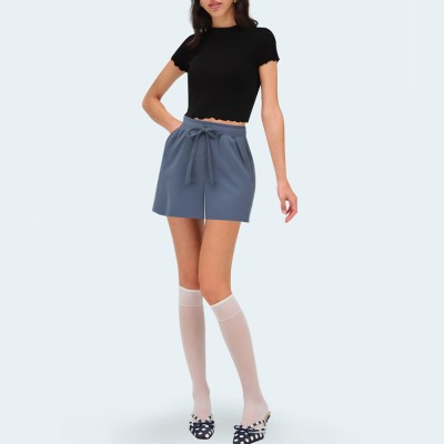 Fashionable blue high elastic women's shorts