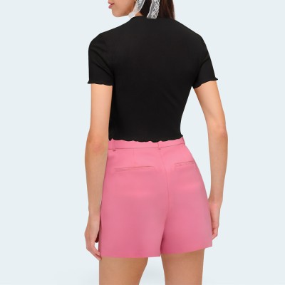 Pink casual high waist women's shorts
