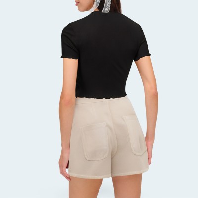 Fashion asymmetric high waist women's shorts
