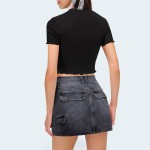 Vintage high waist women's denim cargo shorts