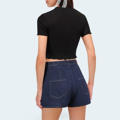 New blue high waist women's denim shorts