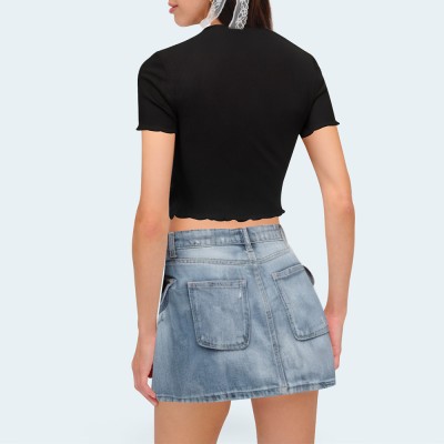 Washed casual women's workwear denim shorts