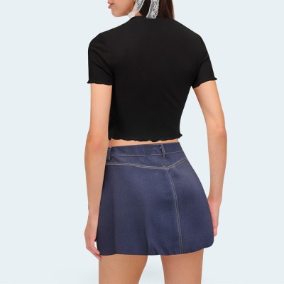 Dark blue all-match women's denim shorts