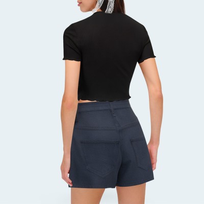 Casual dark blue women's denim shorts