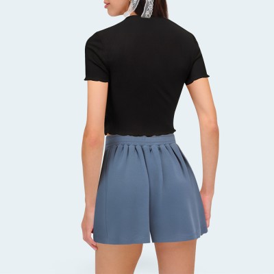 Fashionable blue high elastic women's shorts