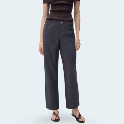 Simple and versatile loose women's denim trousers