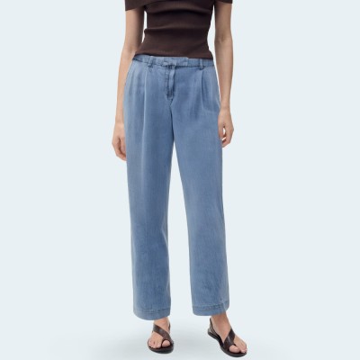 Simple casual wide-leg women's denim trousers