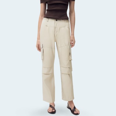 Women's wide-leg multi-pocket cargo trousers