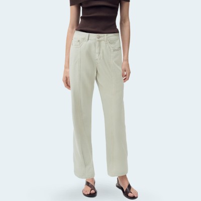 Retro straight mid-rise women's denim trousers