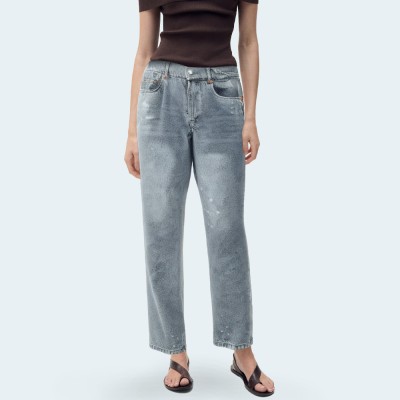 New style washed straight women's denim trousers