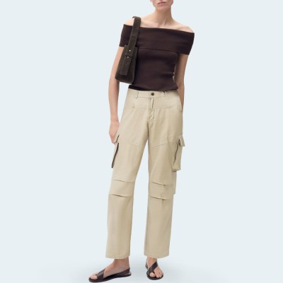 Women's wide-leg multi-pocket cargo trousers