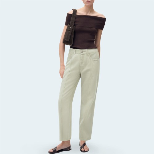 Retro straight mid-rise women's denim trousers