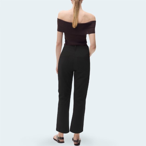 Black slim fit women's flared denim trousers