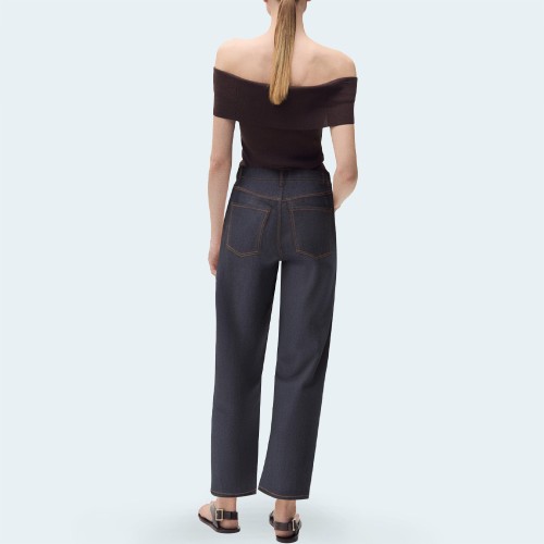 Simple and versatile loose women's denim trousers
