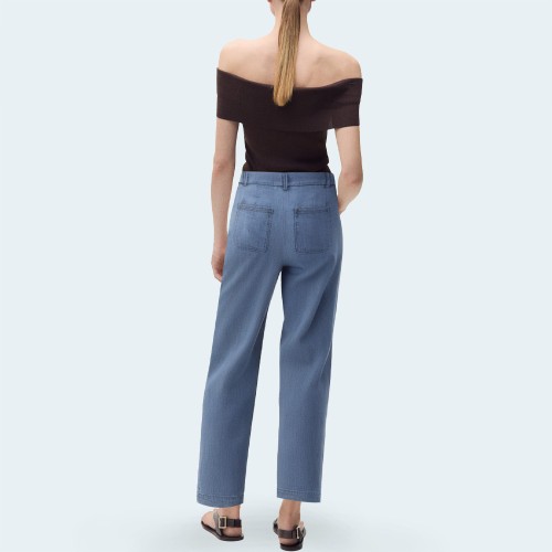 Simple casual wide-leg women's denim trousers