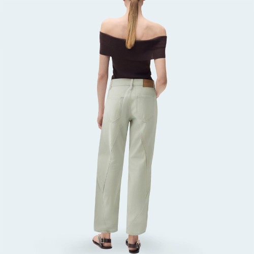 Retro straight mid-rise women's denim trousers