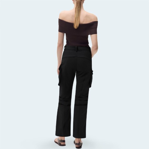 Black cotton women's work denim trousers