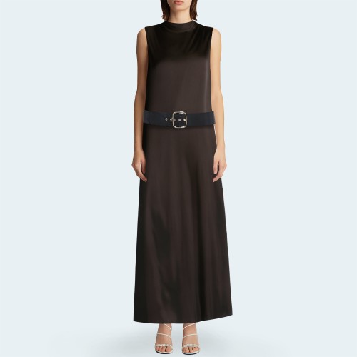 Elegant satin sleeveless women's long dress