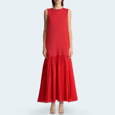 Simple slim fit sleeveless knitted women's long dress