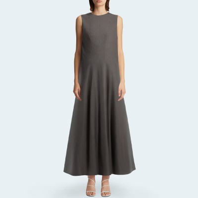 Gray versatile sleeveless women's long skirt