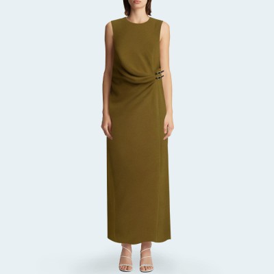 Fashionable twill sleeveless women's long dress