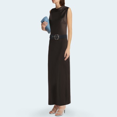 Elegant satin sleeveless women's long dress