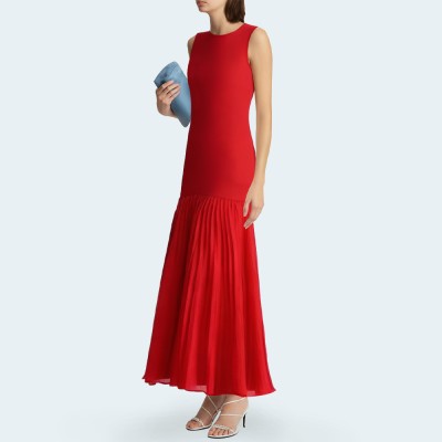 Simple slim fit sleeveless knitted women's long dress
