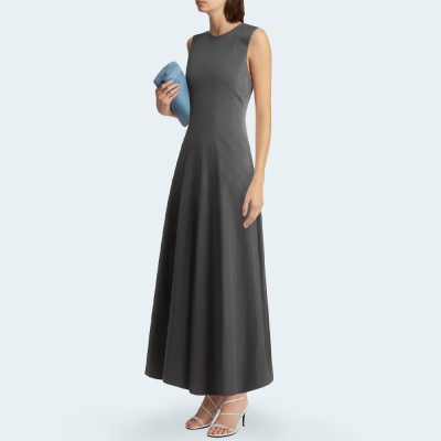Gray versatile sleeveless women's long skirt