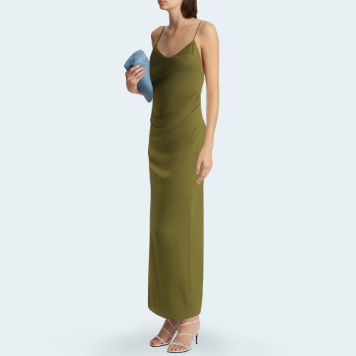 New pleated V-neck spaghetti strap women’s long dress