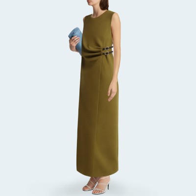 Fashionable twill sleeveless women's long dress