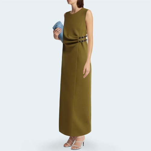 Fashionable twill sleeveless women's long dress
