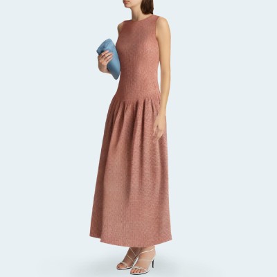 Vintage pleated plaid sleeveless women's long skirt