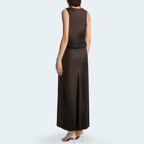 Elegant satin sleeveless women's long dress