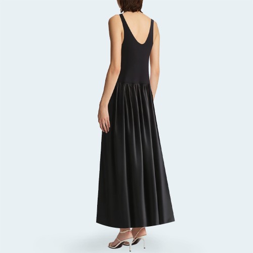 Black simple sleeveless women's long dress