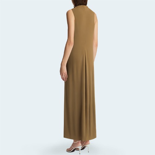 Pleated round neck slim fit women's long skirt