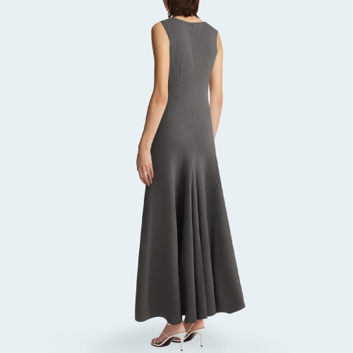 Gray versatile sleeveless women's long skirt