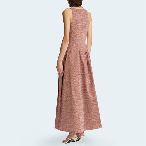 Vintage pleated plaid sleeveless women's long skirt