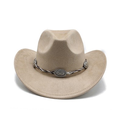 Women's wide rolled brim suede cowboy hat