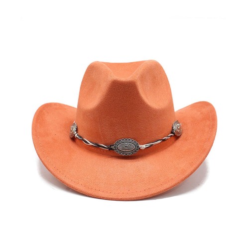 Women's wide rolled brim suede cowboy hat