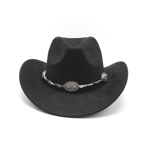 Women's wide rolled brim suede cowboy hat