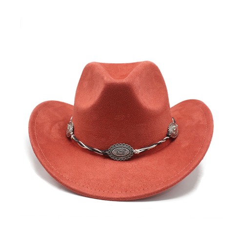 Women's wide rolled brim suede cowboy hat
