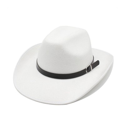 Buckle decorated wide brim women's denim hat