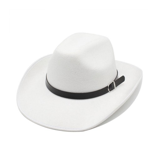 Buckle decorated wide brim women's denim hat
