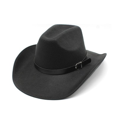 Buckle decorated wide brim women's denim hat