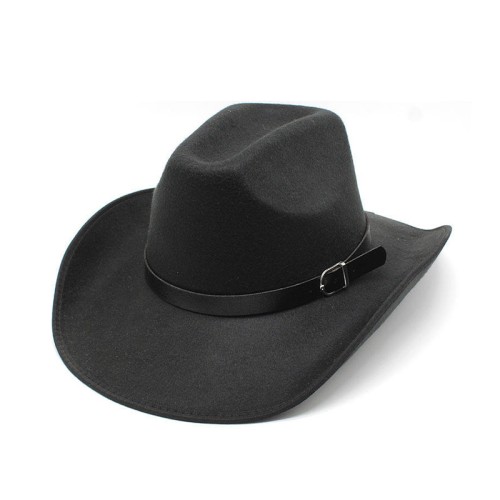 Buckle decorated wide brim women's denim hat