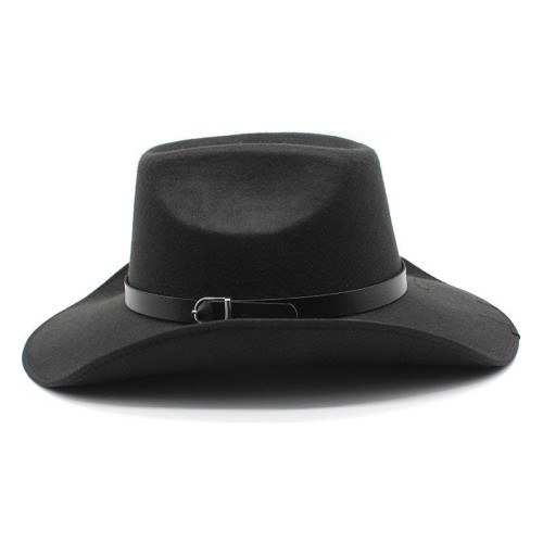 Buckle decorated wide brim women's denim hat